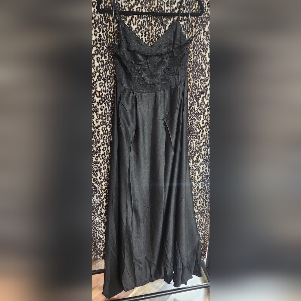 Black Asymmetrical Midi A-Line Skirt